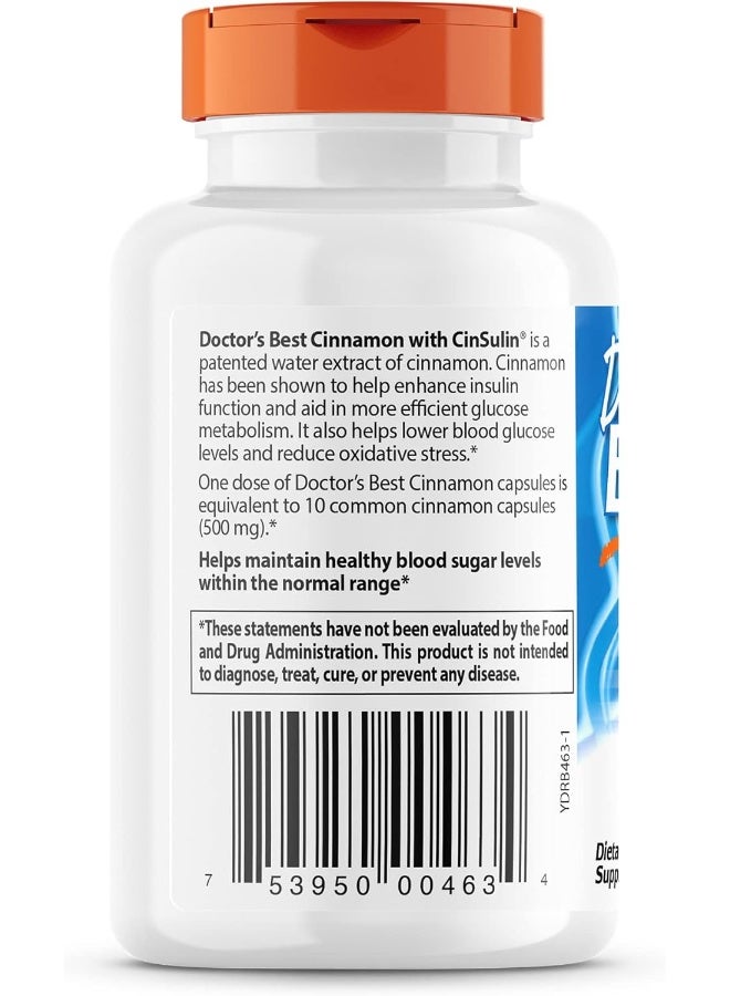 Doctor's BEST Doctor's Best Cinnamon Extract with CinSulin, Non-GMO, Vegan, Gluten Free, Soy Free, Helps Maintain Blood Sugar Levels, 250 mg, 120 Veggie Caps  - Image 3