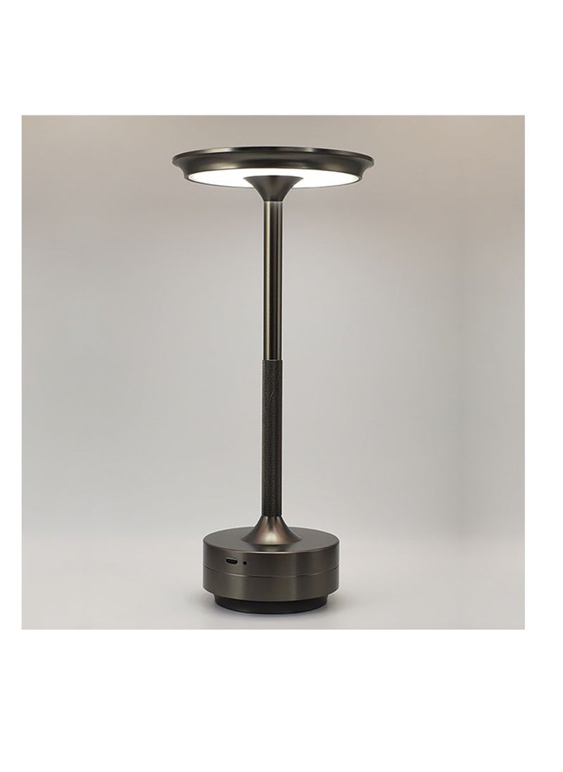 Portable LED Sensor Touch 3 Levels Brightness Metal Table Lamp  Suitable For Indoor and Outdoor (Black))