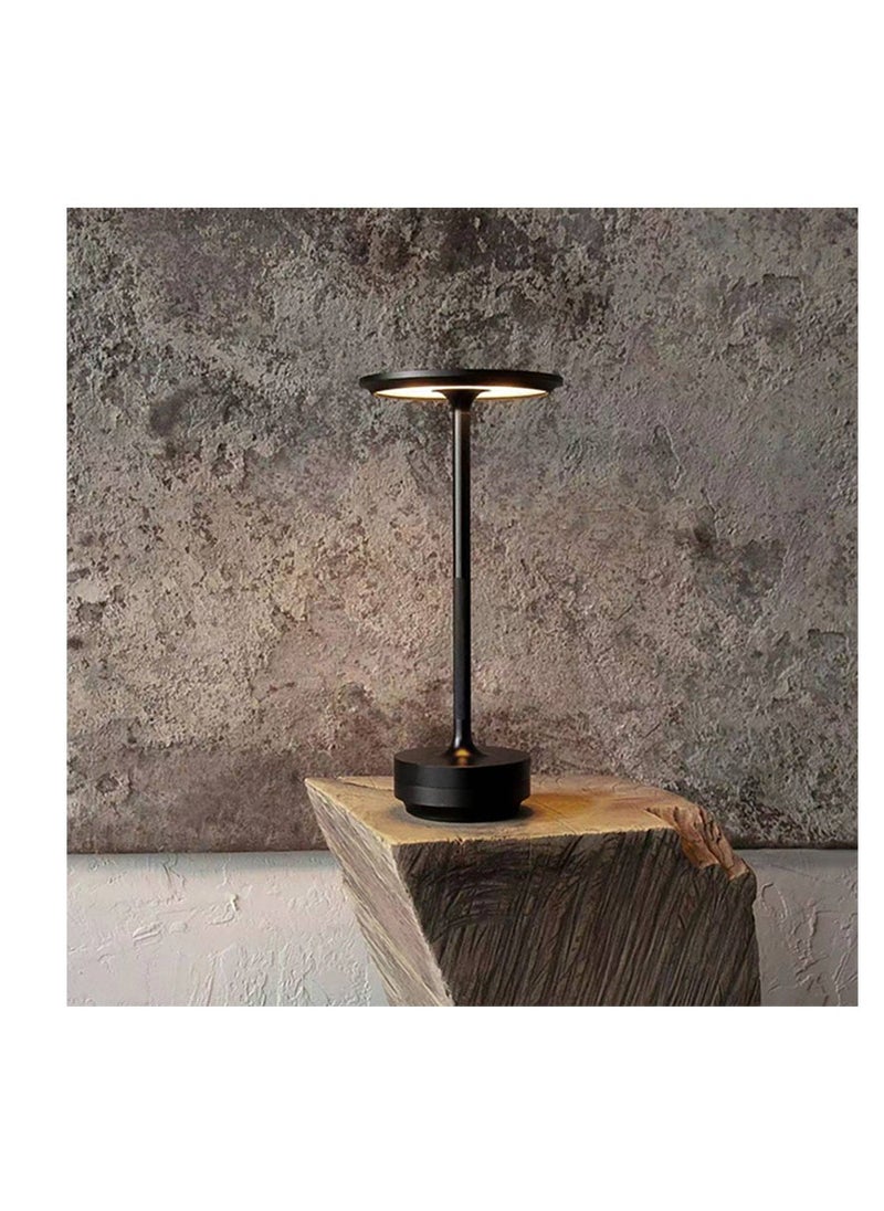 Portable LED Sensor Touch 3 Levels Brightness Metal Table Lamp  Suitable For Indoor and Outdoor (Black))