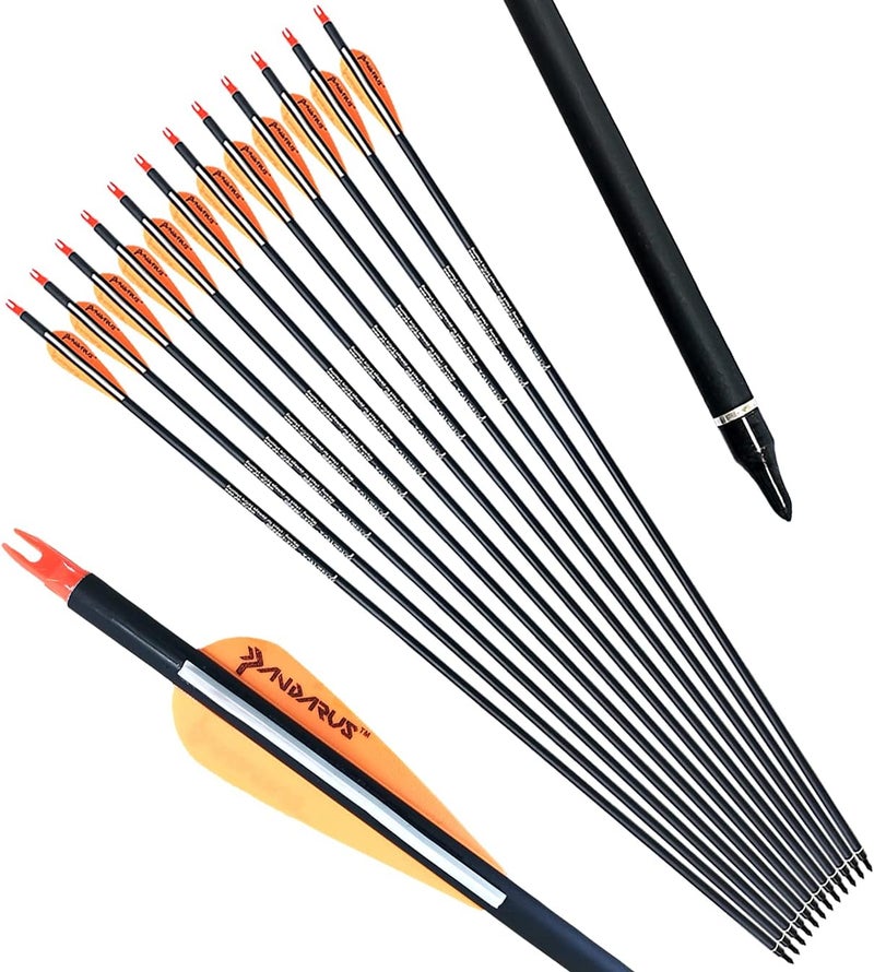PANDARUS Archery 30/32/28 Inch Carbon Practice Hunting Arrows with Removable for Youth Compound & Recurve Bow Target (Pack of 12) - Image 3
