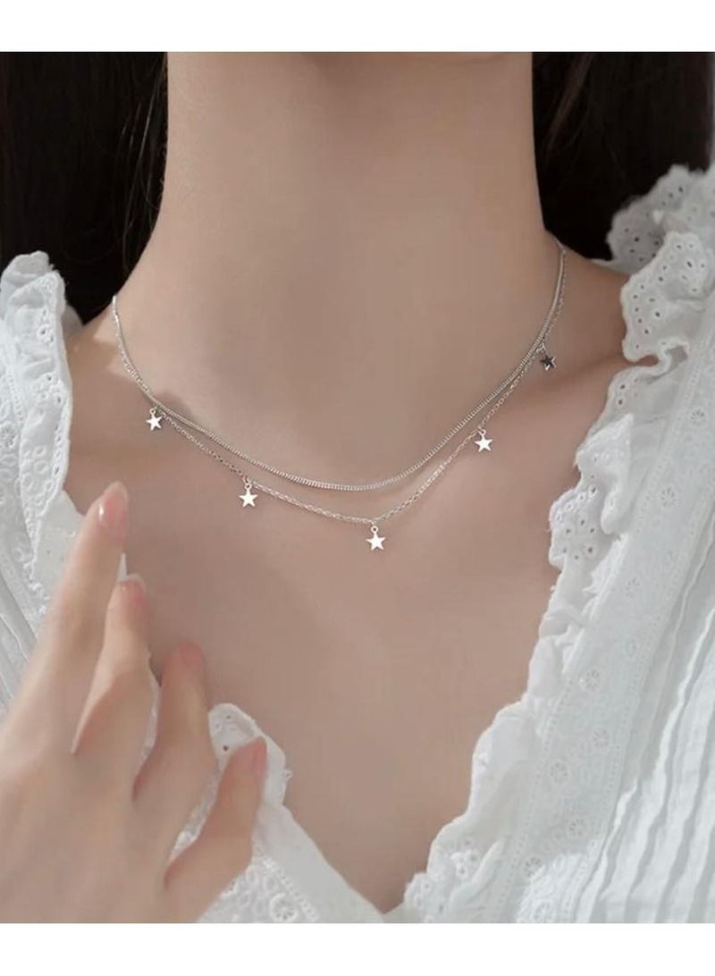 Luxury Bee Star Charm Silver Sterling 925 Minimalist Necklace