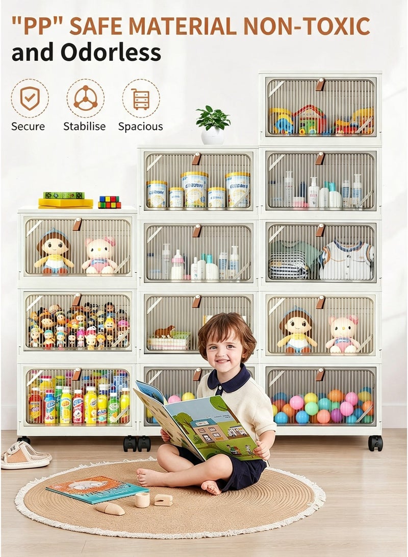 Yoawllty Foldable Collapsible 5-Layer Plastic Drawer Storage Cabinet with Rolling Wheels, Stackable Dustproof Organizer Containers, Space Saving Large Capacity Storage Drawers for Garments, Kids Toys, Stationery Home & Office Use - Image 3