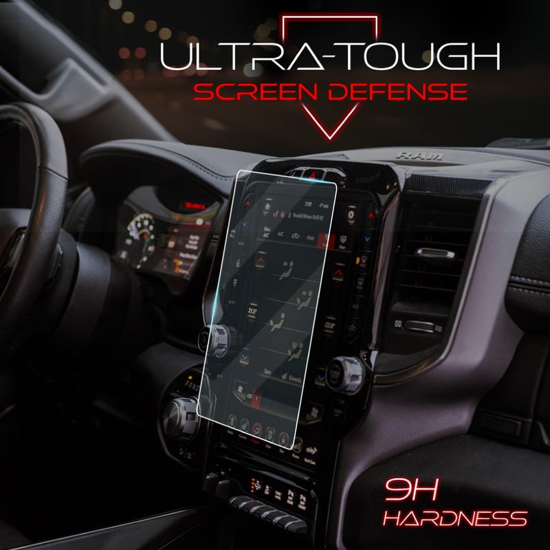 Kykr 12 Inches Tempered Glass Screen Protector for 2019-2026 Dodge Ram 1500, 2500, 3500, 9H Hardened, Anti-Glare, and Anti-Scratch Glass, Easy to Apply, Water-Resistant Car Accessories, Matte(Incompatible with 14 inch model) - Image 3