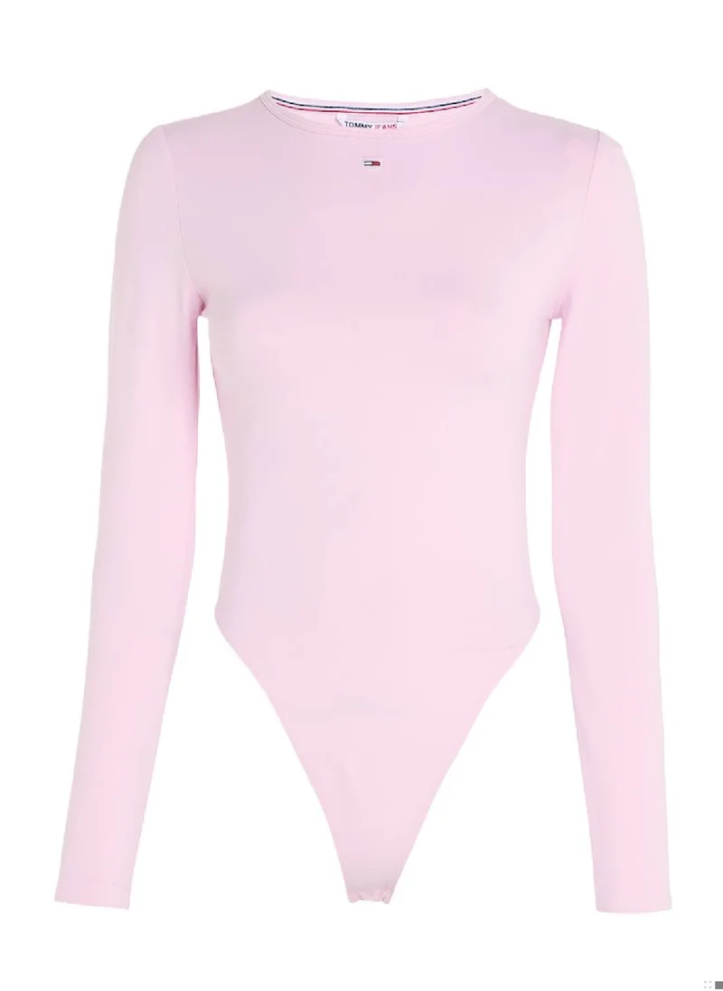 TOMMY JEANS Women's Slim Bodysuit - Cotton, Pink