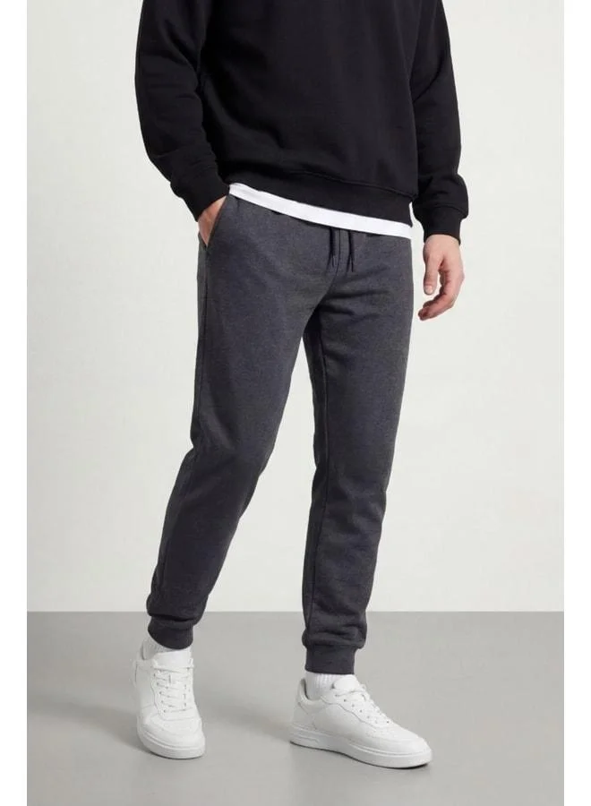 Mmetalic Men's Black, Navy, Anthracite, Gray Back Pocket Tag Detailed Leg Elastic Regular Fit 4-Piece Tracksuit Bottom.