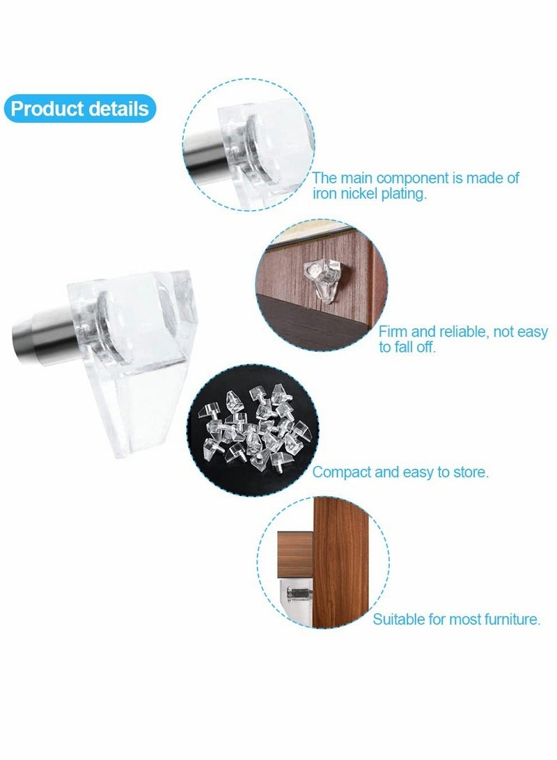 Plastic Shelf Pins, 100 Pieces 5mm Clear Shelf Pegs for Shelves, Cabinet Support Replacement Pegs for Kitchen Furniture Book Shelves  - Image 1