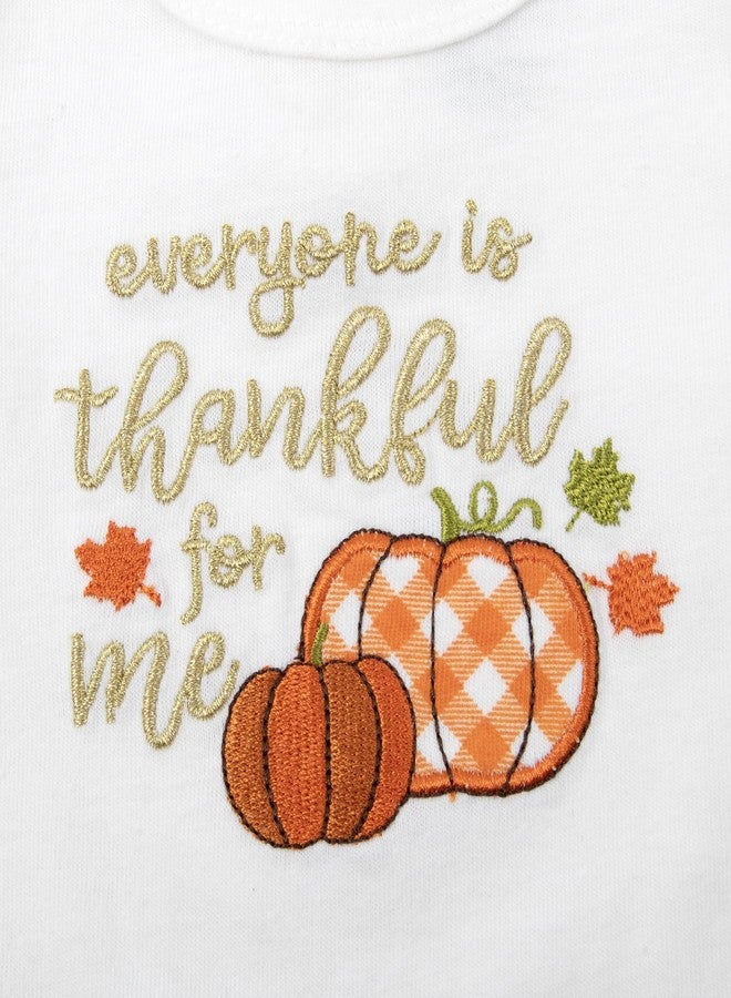 Baby Essentials Baby Girl Thanksgiving Outfit 4-Piece Set - Bodysuit, Striped Pants, Tutu Skirt & Bow Headband - Infant Friendsgiving (3 months) - Image 3