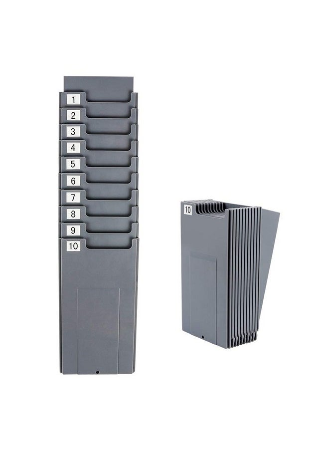 Spessn Time Cards Rack, Expand Time Card Holder With 10 Slots Plastic Wall Mount Time Cards Holder Racks With Screw For Office,Factory To Record Attendance Time Indoor,Outdoor  - Image 1