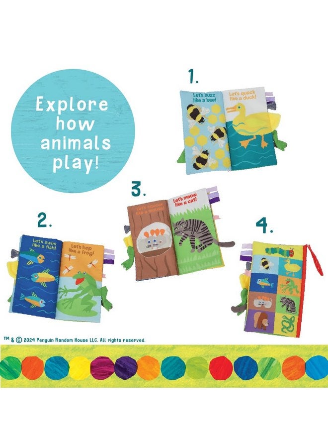 Kids Preferred Eric Carle Very Hungry Caterpillar Sensory Soft Book “Let’s Play” - Crinkle Texture Inside, Peekaboo Flaps, Squeaker, Many Fun Textured Materials and Ribbons - Image 1