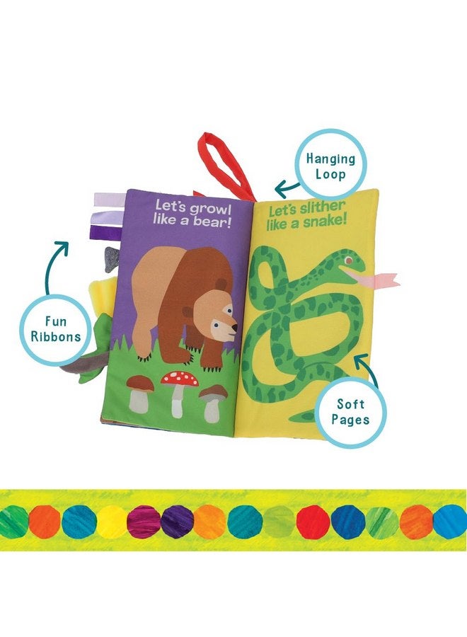 Kids Preferred Eric Carle Very Hungry Caterpillar Sensory Soft Book “Let’s Play” - Crinkle Texture Inside, Peekaboo Flaps, Squeaker, Many Fun Textured Materials and Ribbons - Image 2