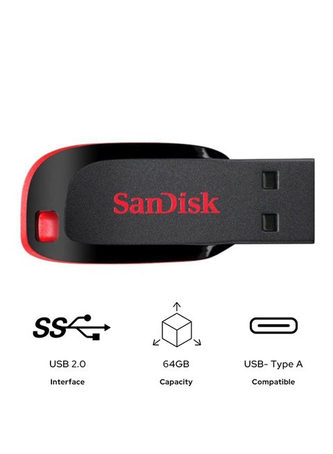 64GB Cruzer Blade  Flash Drive  USB 2.0, USB Type-A  SDCZ50-064G-B35
