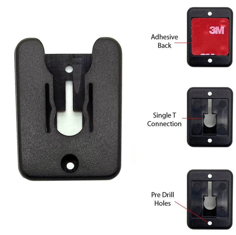 LycoGear Universal Ham CB Radio Microphone Mic Hanger Holder Mount with Adhesive Back, Pre Drill Holes & Single T Tab Connection, KLP-X2 - Image 2