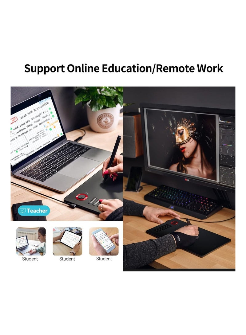 فايك A15 Pro لوح رسم رقمي 10×6 بوصة مع قلم بدون بطارية بدقة 8192 مستوى ضغط، مزود بـ 12 مفتاح اختصار وعجلة تحكم - Image 4