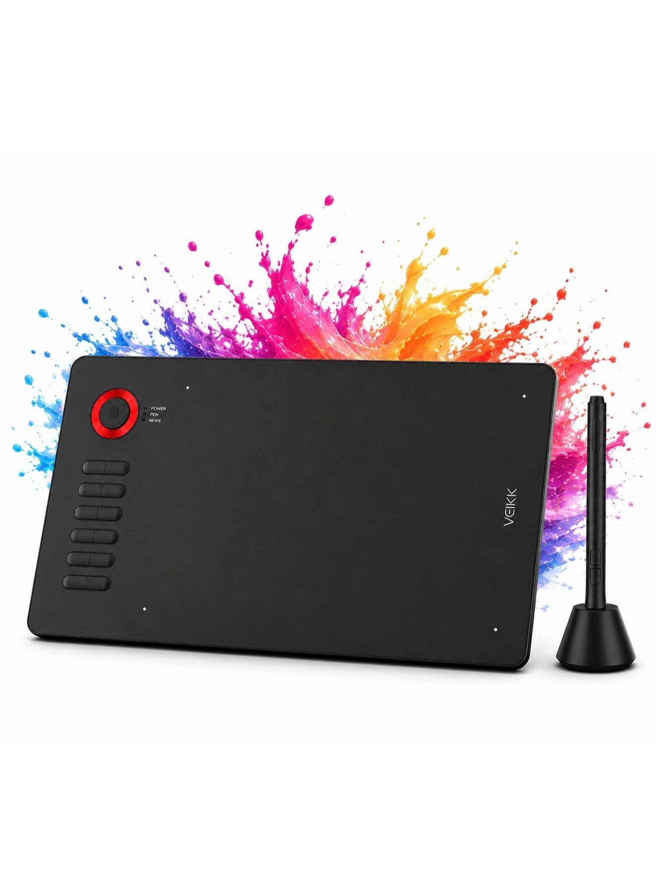 Veikk 15 Pro Drawing Tablet, 10×6" Graphics Tablet with 8192 Pressure Levels Stylus, 12 Hotkeys & Quick Dial