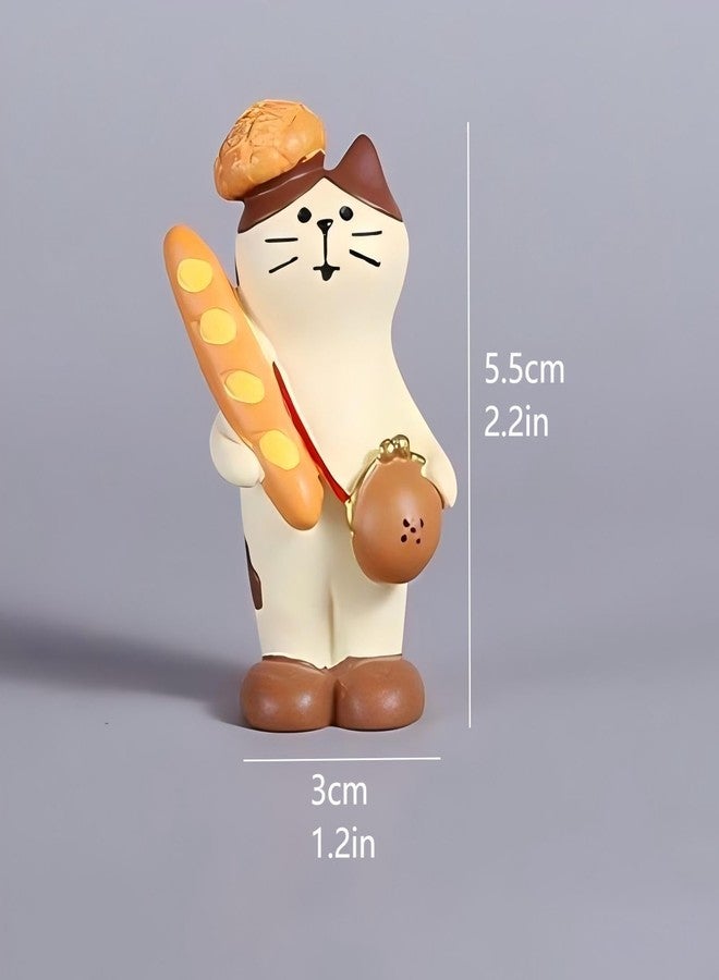 Gwindrise Miniature Cat Bakers Trinkets Set of 3, Cute Kitty Figurines for Bakery, Funny Gifts for Cat Lovers or Baker, Car Dashboard Home Office Desk Decor Gifts for Mom - Image 2