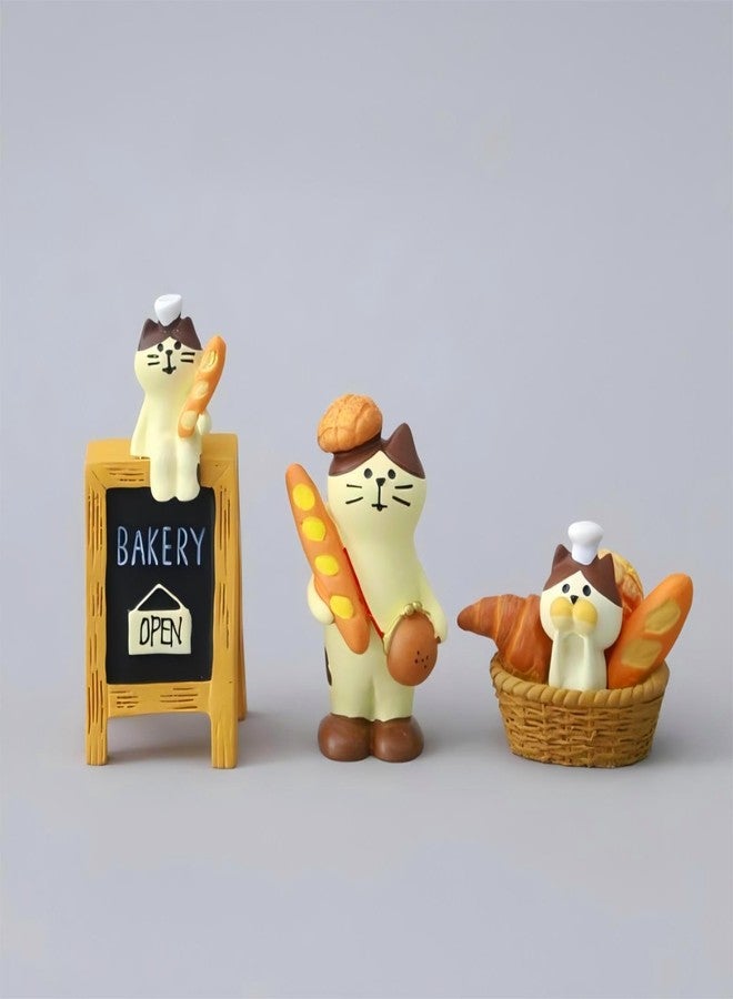 Gwindrise Miniature Cat Bakers Trinkets Set of 3, Cute Kitty Figurines for Bakery, Funny Gifts for Cat Lovers or Baker, Car Dashboard Home Office Desk Decor Gifts for Mom - Image 5