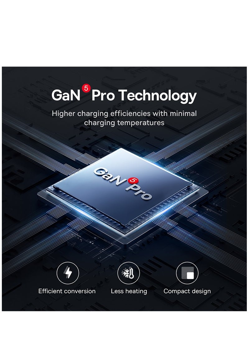 بيسوس شريط طاقة شاحن حائط سريع 65 وات PD GaN5 Pro، 4 منافذ 2USB-C + 2USB سلك تمديد للشحن السريع مع كابل تيار متردد بطول 5 أقدام لسطح البخار، ماك بوك برو، آيباد، كمبيوتر محمول USB C، آيفون 15/14/13/12، سامسونج إلخ أسود - Image 4