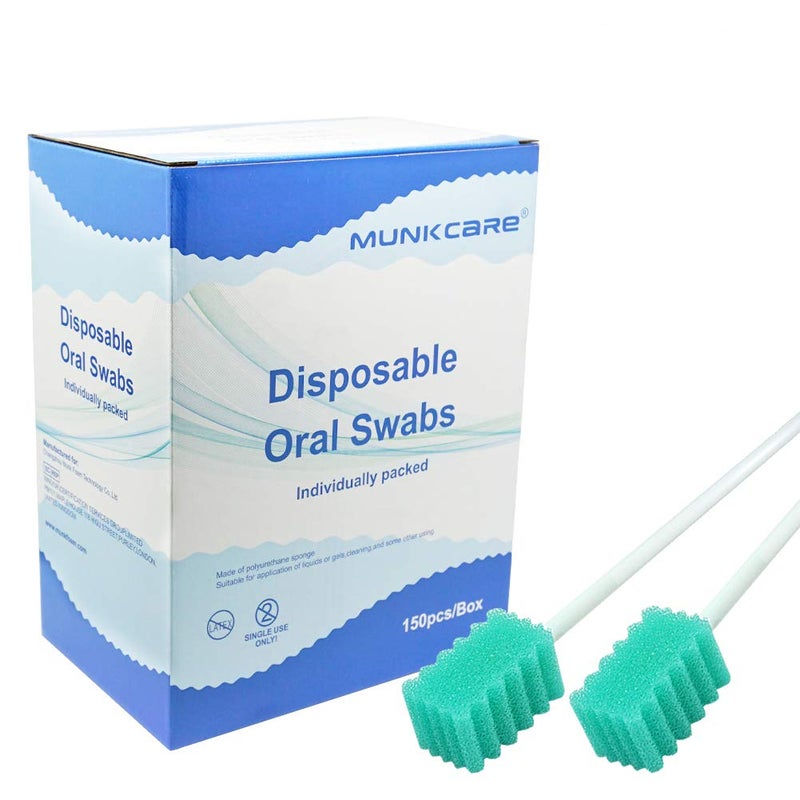 Munkcare Disposable Oral Foam Tipped Swab Mouth Cleaning Swab, Green Tooth Shape, 150 counts - Image 4