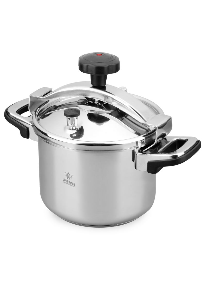 لايف سمايل 10لترات قدر ضغط من الستانلس ستيل 18/10 مع سلة تبخير وغطاء زجاجي | قاعدة حثّية (Induction) | نظام غلق آمن للغطاء – لون فضي None - Image 1