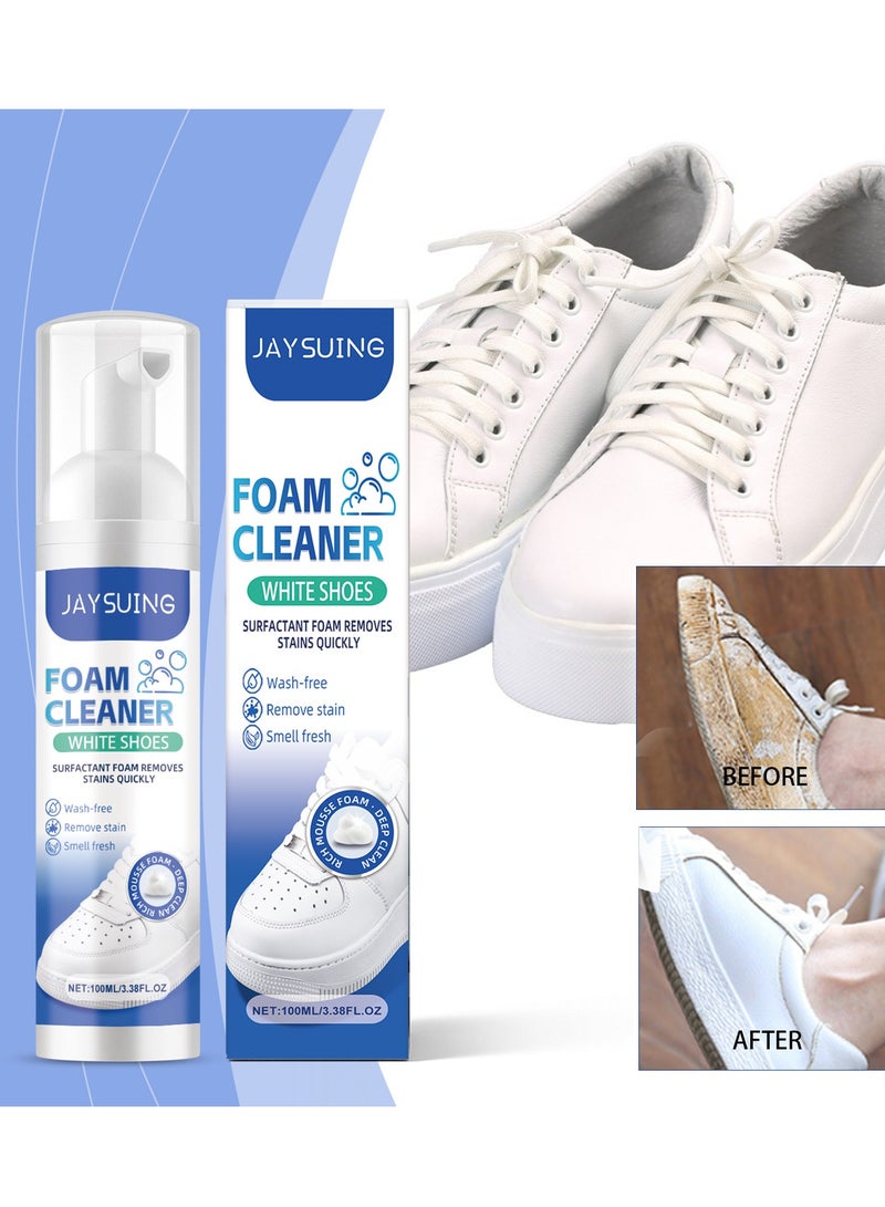 جايسوينغ مطهر رغوي للأحذية البيضاء، رغوة مكونة من السطح تزيل البقع بسرعة، بخاخ رغوي لتنظيف الأحذية الرياضية، تبييض قماش الأحذية الرياضية، تبييض حواف الأحذية المتغيرة اللون (100 مل) - Image 1