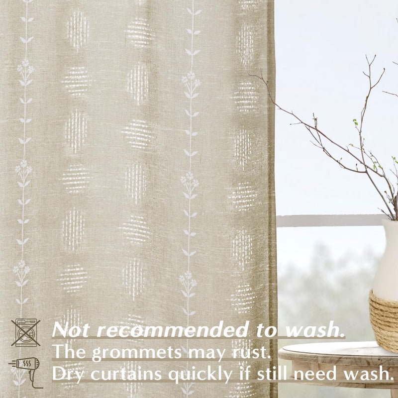 Lino Rosa Burlap Color Farmhouse Primitive Curtains for Living Room,Country Style Linen Neutral Oatmeal Greige Tan Beige Sheer Textured Curtain Drapes 96 Inches Long 2 Panels - Image 2