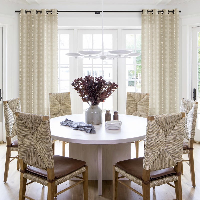 Lino Rosa Burlap Color Farmhouse Primitive Curtains for Living Room,Country Style Linen Neutral Oatmeal Greige Tan Beige Sheer Textured Curtain Drapes 96 Inches Long 2 Panels - Image 4