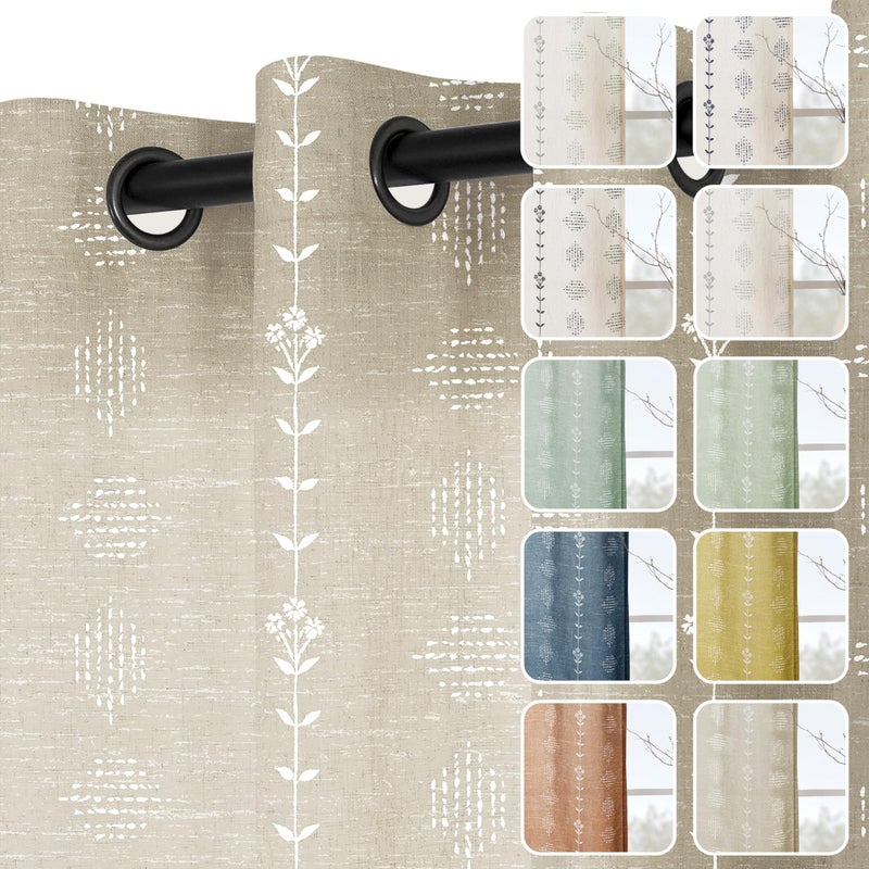 Lino Rosa Burlap Color Farmhouse Primitive Curtains for Living Room,Country Style Linen Neutral Oatmeal Greige Tan Beige Sheer Textured Curtain Drapes 96 Inches Long 2 Panels - Image 5