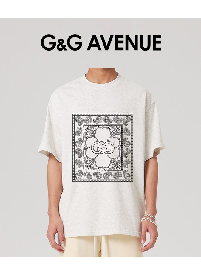 G&G AVENUE - Heavy cotton fabric Unisex solid color round neck T shirt with Oversized and fashionable brand cotton short sleeves - Image 1