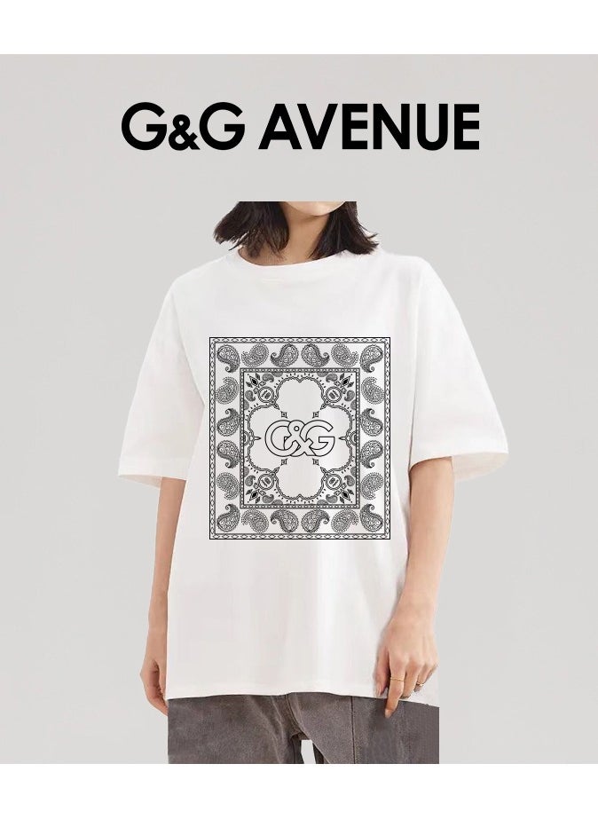 G&G AVENUE - Heavy cotton fabric Unisex solid color round neck T shirt with Oversized and fashionable brand cotton short sleeves - Image 1