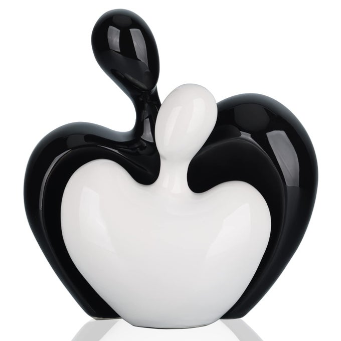 CERAMIC LOVE STATUE MALE AND FEMALE COUPLE EMBRACING SCULPTURE BLACK AND WHITE HOME DECOR WEDDING FOR PARENTS LOVE SIGN FIGURINES ON THE SHELF IN THE LIVING ROOM 2PIECE SET