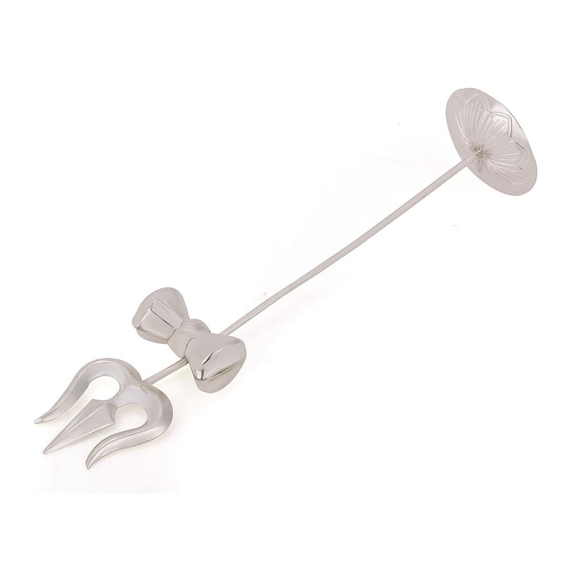 Osasbazaar Pure Silver Trishul Trident with Damru Damaru Damroo for Puja Temple at Home 9799 Pure BIS Hallmarked Silver Color Pack of 1 - Image 3