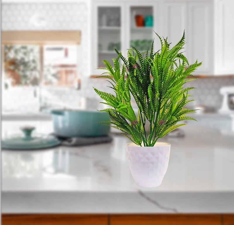 ARTSY® Artificial Plants with Pot for Home Decor, Leaves, Plants for Pot/vase, Home/Office Decor, Gift, Craft, Artificial Flowers with Pot, Combo, Pack of 1 Piece, 35 cm Height, Dark Green - Image 4
