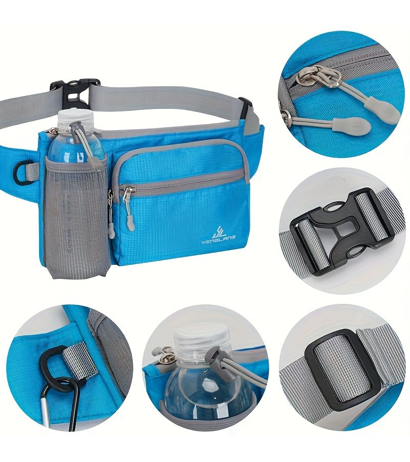 Rose Red Sports Waist Pack With Water Bottle Holder For Jogging - Image 3