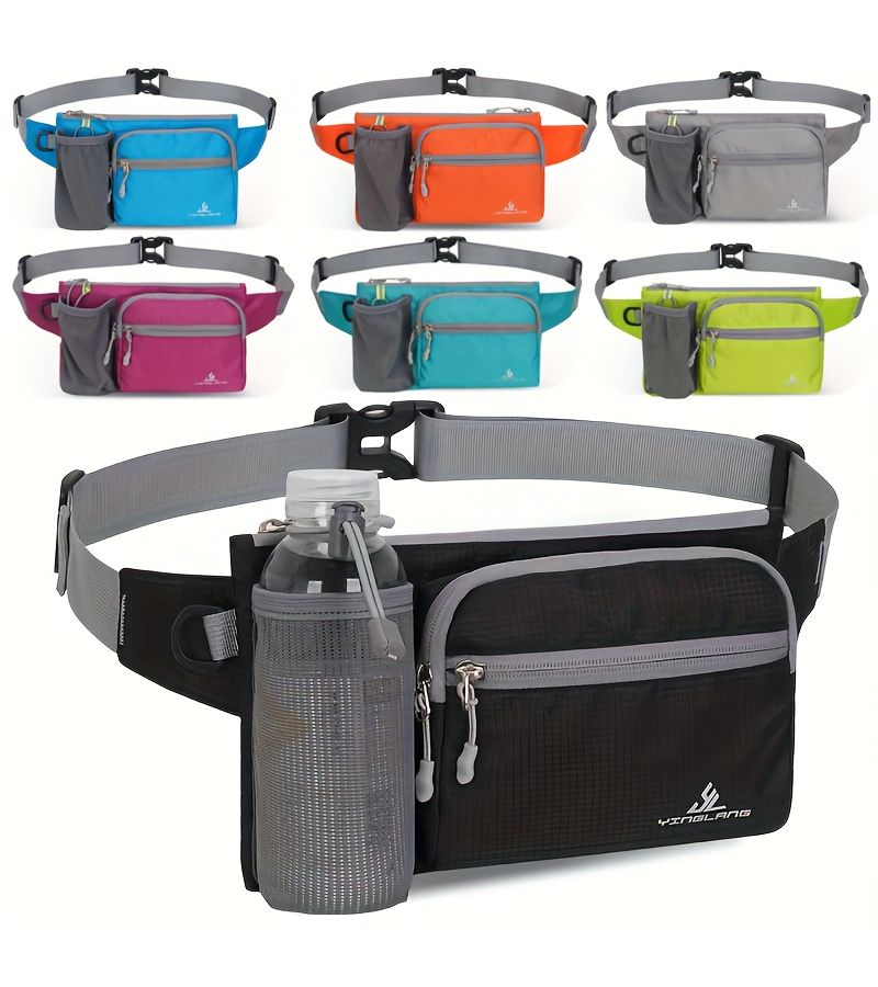 Rose Red Sports Waist Pack With Water Bottle Holder For Jogging - Image 1