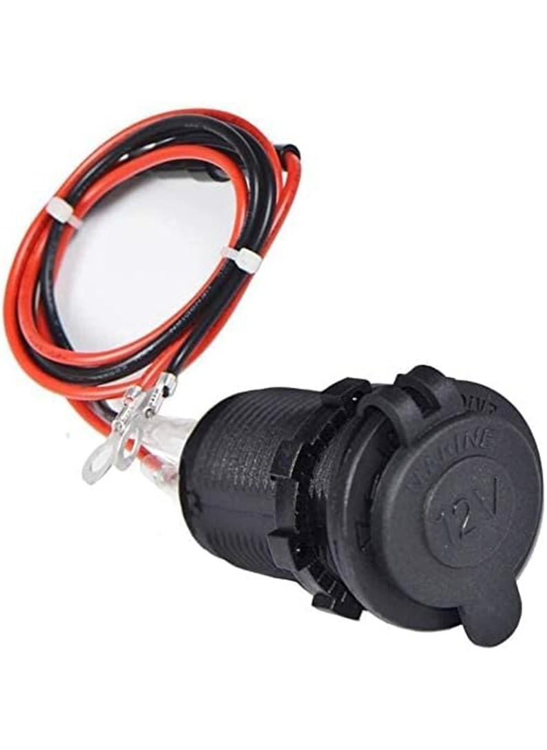 TLAXCA - 12V Car Cigarette Lighter Socket Waterproof and Dustproof plug socket for Car Truck Motobike Boats Marine ATV, with Fuse & 60cm Cable - Image 1