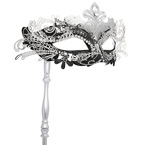 Coddsmz Masquerade Mask with Holding Stick Venetian Halloween Costume Mask Mardi Gras Mask for Womens Party - Image 1