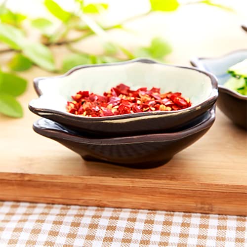 WAIT FLY Lovely Leaf Shaped Ceramic Seasoning Dishes/Tea Bag Holders/Ketchup Saucers/Appetizer Plates/Vinegar Spice Salad Soy Sushi Wasabi Seasoning Dipping Bowls, Set of 3 - Image 3