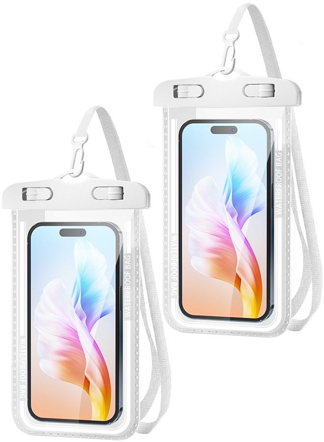 Tersely 2-Pack Waterproof Phone Case – IPX8 Certified, 30M Underwater Pouch for Large Phones up to 7.2''; Compatible with iPhone 17/16/15/14/13 Series, for Samsung Galaxy S25/S24/S23/S24 Ultra/FE,Google Pixel 10/9/8 (White) - Image 1