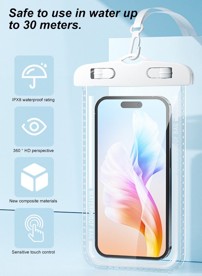 Tersely 2-Pack Waterproof Phone Case – IPX8 Certified, 30M Underwater Pouch for Large Phones up to 7.2''; Compatible with iPhone 17/16/15/14/13 Series, for Samsung Galaxy S25/S24/S23/S24 Ultra/FE,Google Pixel 10/9/8 (White) - Image 3