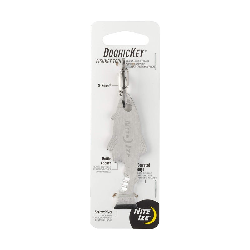 NITE IZE Nite Ize DoohicKey FishKey Key Tool Keychain Multi-Tool, Stainless, 1-Pack  - Image 1