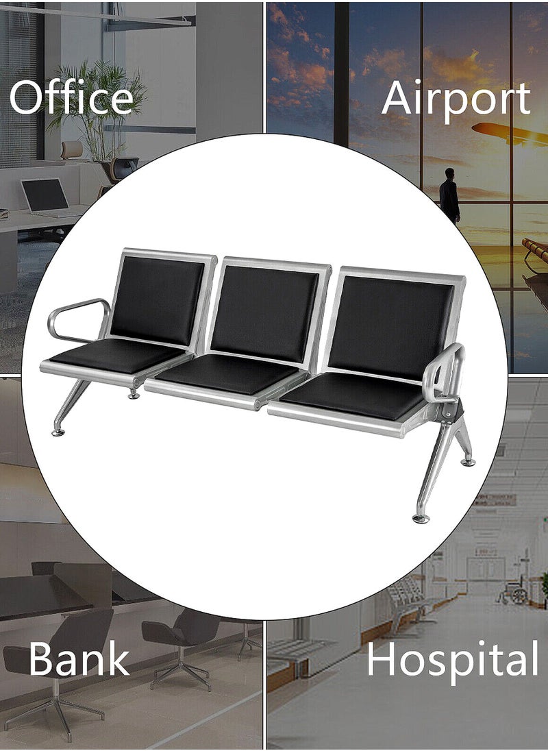 Generic Garden Airport Chair Railway Station Bank Hospital Public Places Triple Leather Waiting Bench Chair  - Image 2