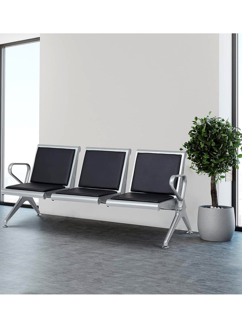 Generic Garden Airport Chair Railway Station Bank Hospital Public Places Triple Leather Waiting Bench Chair  - Image 3