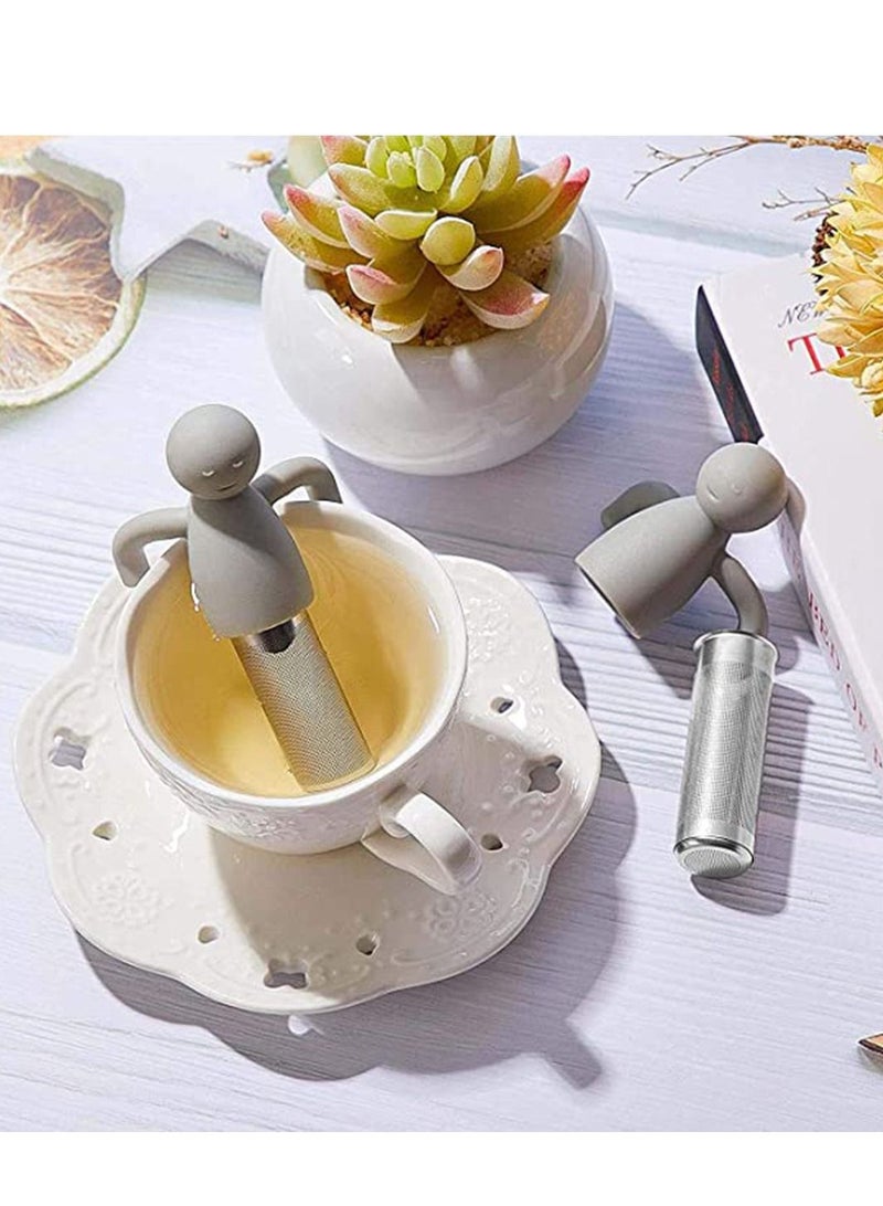 SYOSI Tea Infuser Filter, Loose Tea Cute Stainless Steel Ultra Fine Mesh Tea Supplies Steeper Diffuser Herbal Tea and Spices, Get the More Enjoyable Tea Times with Friends and Family (2 Pcs Gray) - Image 2