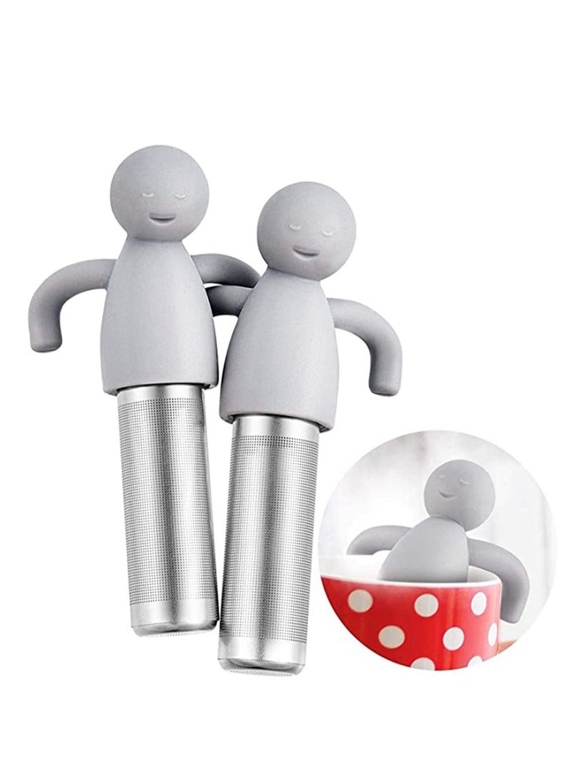 SYOSI Tea Infuser Filter, Loose Tea Cute Stainless Steel Ultra Fine Mesh Tea Supplies Steeper Diffuser Herbal Tea and Spices, Get the More Enjoyable Tea Times with Friends and Family (2 Pcs Gray) - Image 1