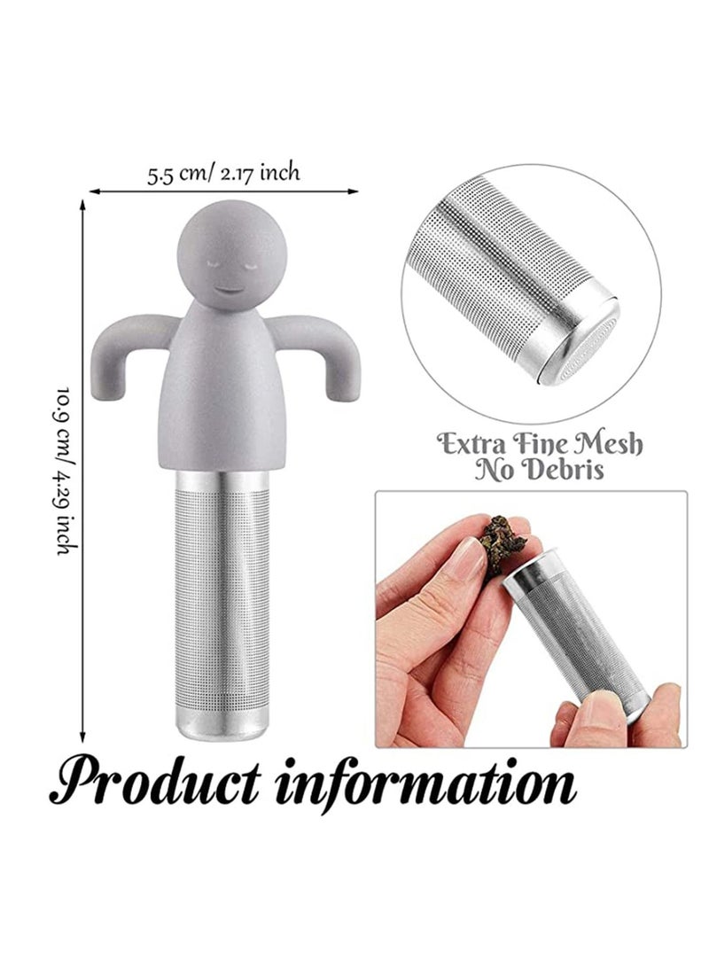 SYOSI Tea Infuser Filter, Loose Tea Cute Stainless Steel Ultra Fine Mesh Tea Supplies Steeper Diffuser Herbal Tea and Spices, Get the More Enjoyable Tea Times with Friends and Family (2 Pcs Gray) - Image 3