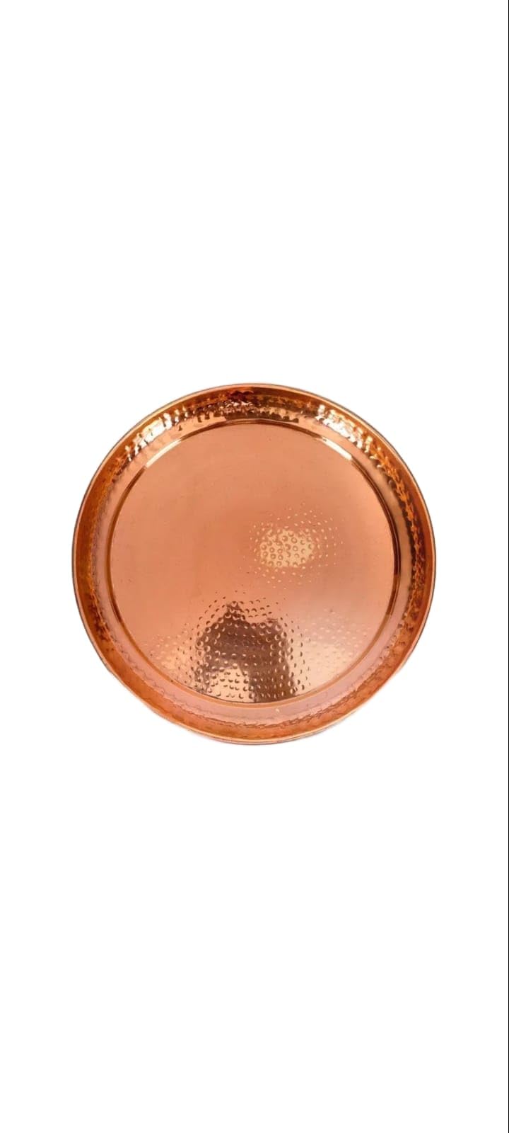 BONA FIDE - Unit of signature metal exports طبق نحاسي BONA Fide، طبق عشاء نحاسي، طقم تقليدي هندي مطروق بسماكة ثقيلة، 100% نحاس نقي، طبق بوجا 10 بوصة، طقم بوجان - Image 2