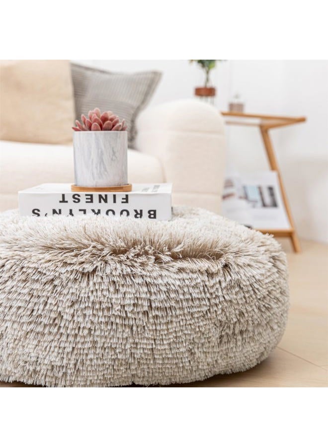 Asuprui Soft Floor Pillow Large Floor Cushion for Sitting Fur Meditation Pillow Premium Yoga Pillow for Living Room Bedroom Balcony Outdoor (Snow Coffee Floor Pillow with Insert) - Image 3