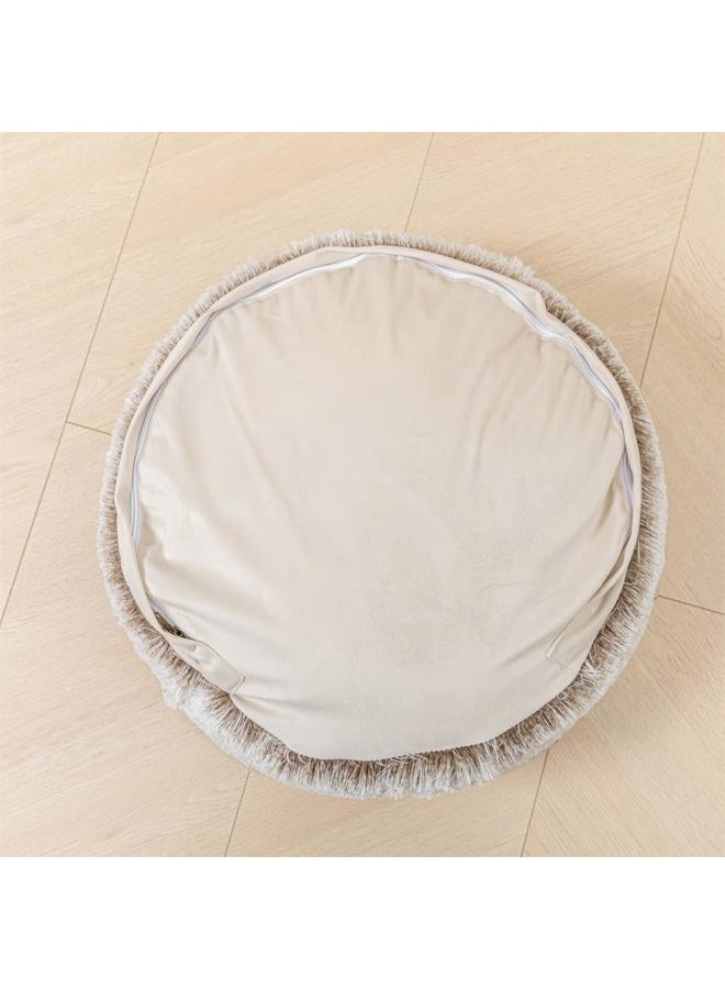 Asuprui Soft Floor Pillow Large Floor Cushion for Sitting Fur Meditation Pillow Premium Yoga Pillow for Living Room Bedroom Balcony Outdoor (Snow Coffee Floor Pillow with Insert) - Image 4