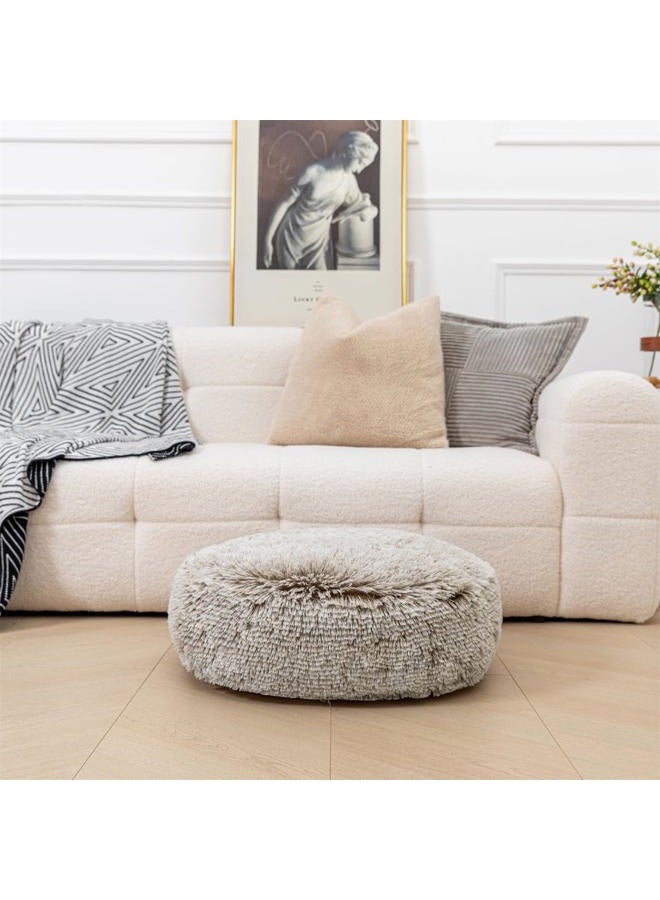 Asuprui Soft Floor Pillow Large Floor Cushion for Sitting Fur Meditation Pillow Premium Yoga Pillow for Living Room Bedroom Balcony Outdoor (Snow Coffee Floor Pillow with Insert) - Image 5