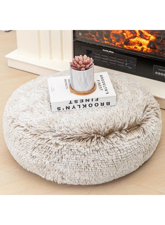 Asuprui Soft Floor Pillow Large Floor Cushion for Sitting Fur Meditation Pillow Premium Yoga Pillow for Living Room Bedroom Balcony Outdoor (Snow Coffee Floor Pillow with Insert) - Image 1